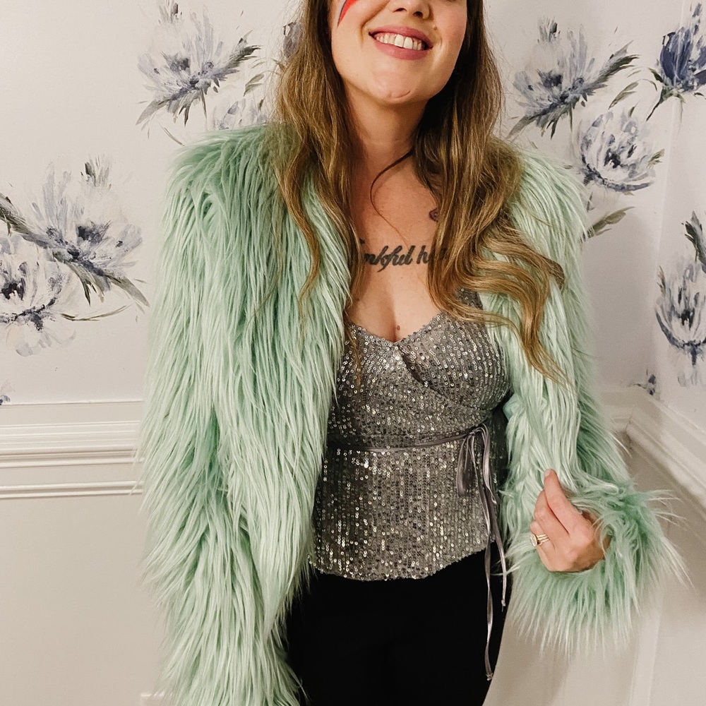 Green mint shag jacket